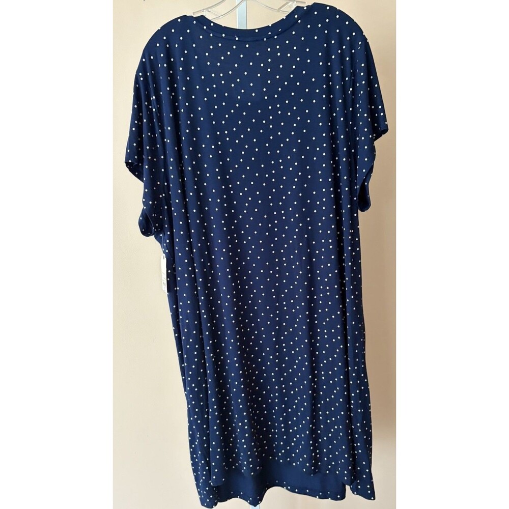 St. John’s Bay Polka Dot T Shirt Dress V Neck Navy Plus 3X - Picture 9 of 11